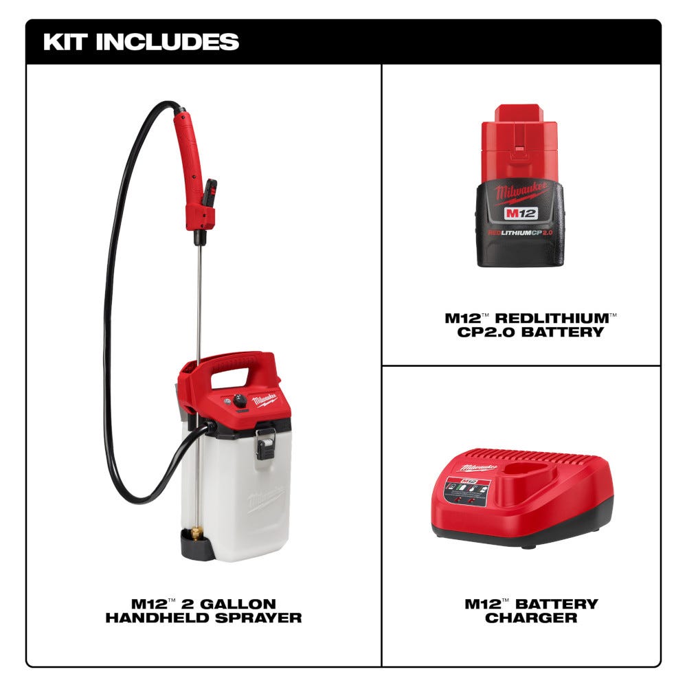 Milwaukee 2528-21G2 M12 2-Gallon Handheld Sprayer 2.0Ah Kit