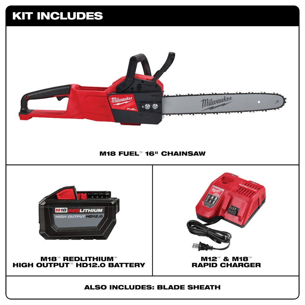 Milwaukee 2727-21HD M18 FUEL 16-Inch Chainsaw 12.0Ah HD Kit
