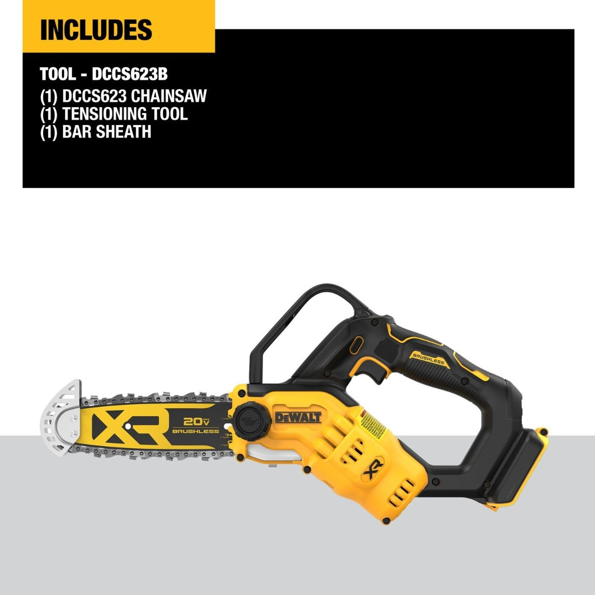 DeWalt DCCS623B 20V MAX XR Brushless 8 in. Chainsaw, Tool Only
